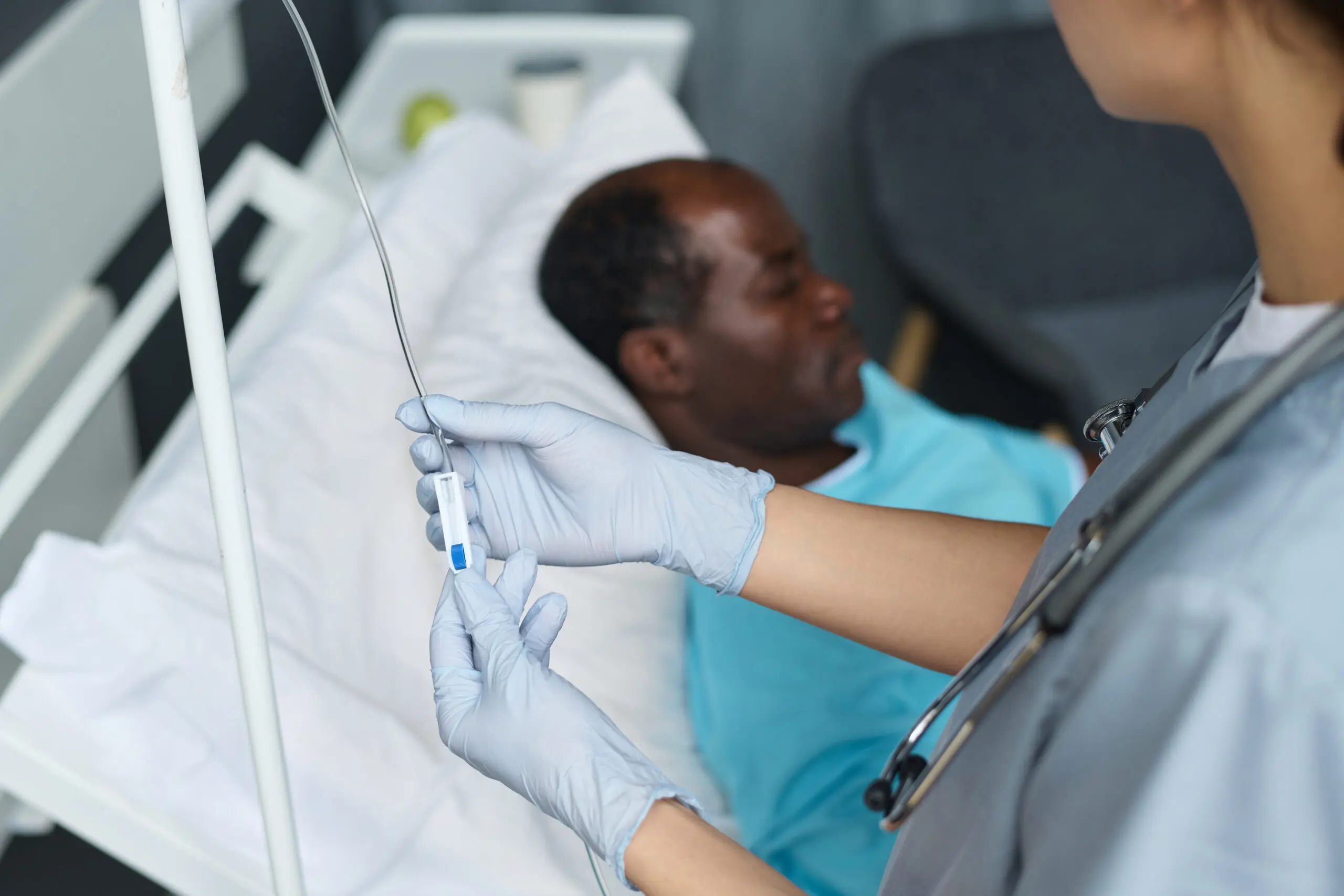 Nurse making dropper in hospital
